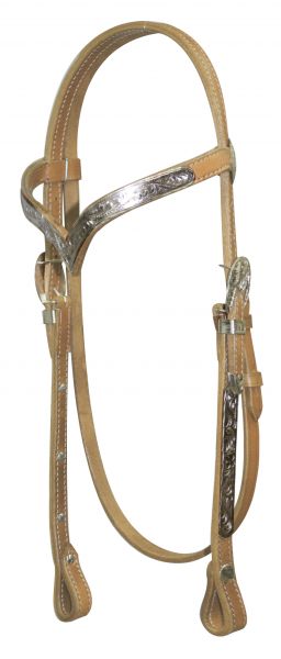 Light Oil Western Show V Brow Bridle & Reins-Silver